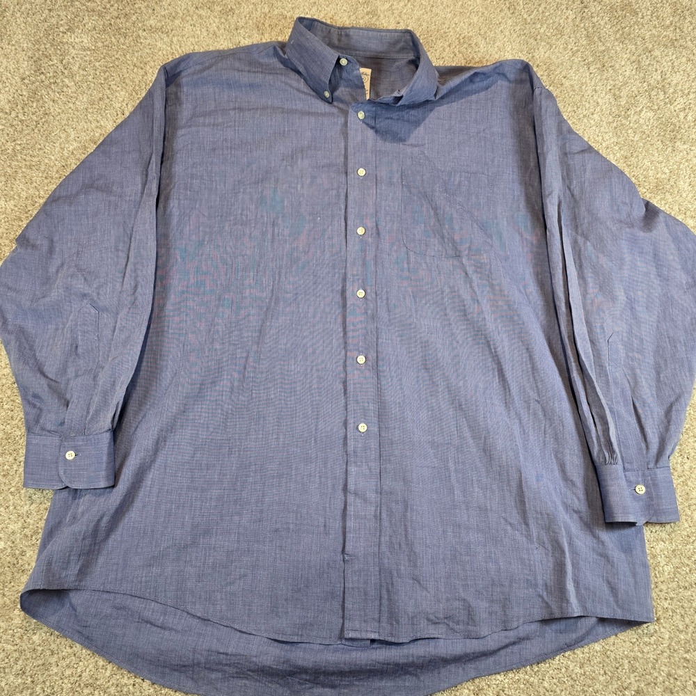 Brooks Brothers Relaxed  Blue Cotton Dress Shirt 17.5-4 Long Sleeve ButtonDown